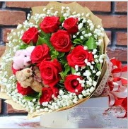 7 adet kırmızı gül 2 adet 10 cm ayı buketi  Ankara Keçiören uluslararası çiçek gönderme 