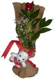  Ankara etlik İnternetten çiçek siparişi  1 adet kirmizi gül ve pelus oyuncak 