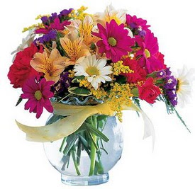  Ankara bağlum online çiçek gönderme sipariş  cam yada mika içerisinde karisik mevsim çiçekleri