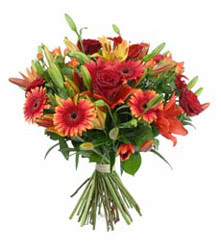  Ankara etlik İnternetten çiçek siparişi  3 adet kirmizi gül ve karisik kir çiçekleri demeti