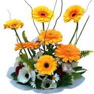 camda gerbera ve mis kokulu kir çiçekleri  Ankara Keçiören online çiçekçi , çiçek siparişi 