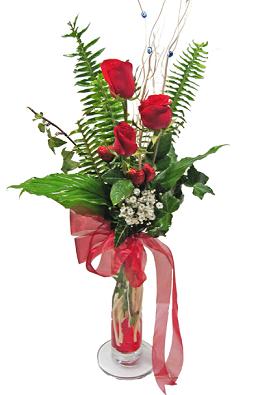 Çiçek gönderin cam vazoda 3 gül çiçekleri  Ankara şentepe internetten çiçek siparişi 