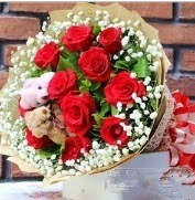 7 adet kırmızı gül 2 adet 10 cm ayı buketi  Ankara Keçiören uluslararası çiçek gönderme 