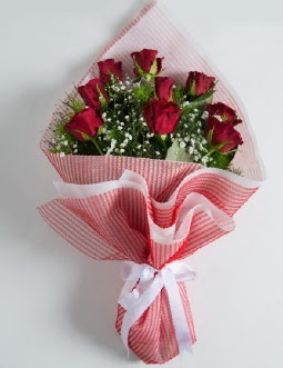 9 adet kırmızı gülden buket  Ankara esertepe çiçek yolla , çiçek gönder , çiçekçi  