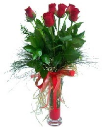 vazo içerisinde 5 kırmızı gül  Ankara Keçiören çiçek , çiçekçi , çiçekçilik 