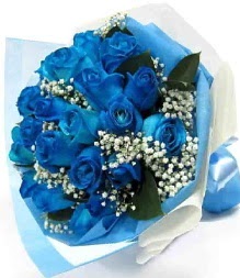 15 adet mavi gülden şahane eşsiz buket  Ankara basınevleri hediye sevgilime hediye çiçek 