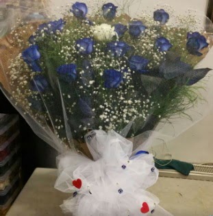 Mavi güllerden kız isteme buket çiçeği  Ankara Keçiören cicek , cicekci 