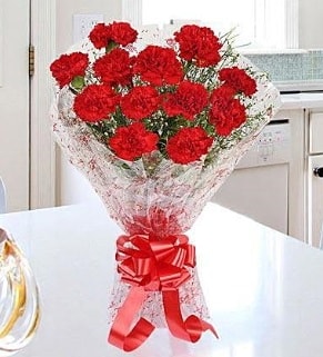 12 adet kırmızı karanfil buketi  Ankara Etlik çiçek gönderme 
