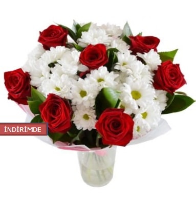7 kırmızı gül ve 1 demet krizantem  Ankara kalaba çiçek gönderme sitemiz güvenlidir 