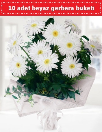 10 Adet beyaz gerbera buketi  Ankara kızlarpınarı yurtiçi ve yurtdışı çiçek siparişi 