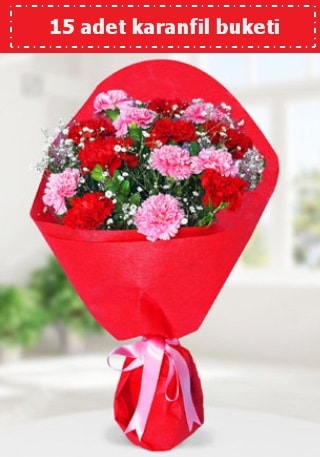 15 adet karanfilden hazırlanmış buket  Ankara Ufuktepe çiçek online çiçek siparişi 